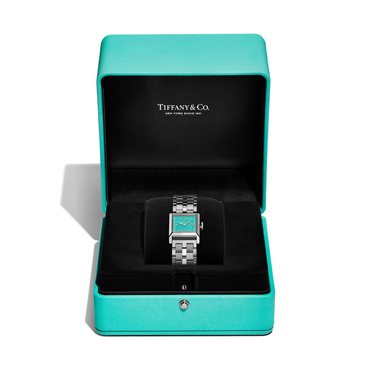 Tiffany:20 mm Union Square Watch in Steel with Diamonds & a Tiffany Blue® Dial image number 4