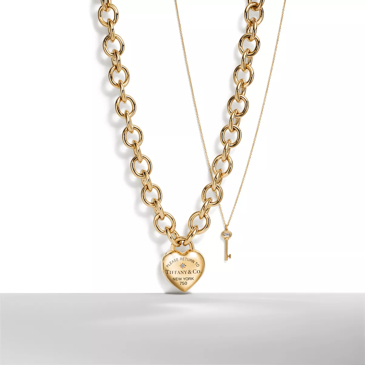 Full Heart Toggle Necklace in Yellow Gold with Diamonds