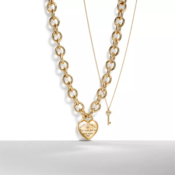 Full Heart Toggle Necklace in Yellow Gold with Diamonds