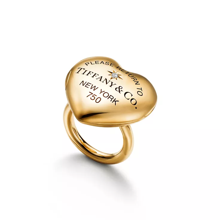 Return to Tiffany™:Full Heart Ring in Yellow Gold with Diamonds, 4