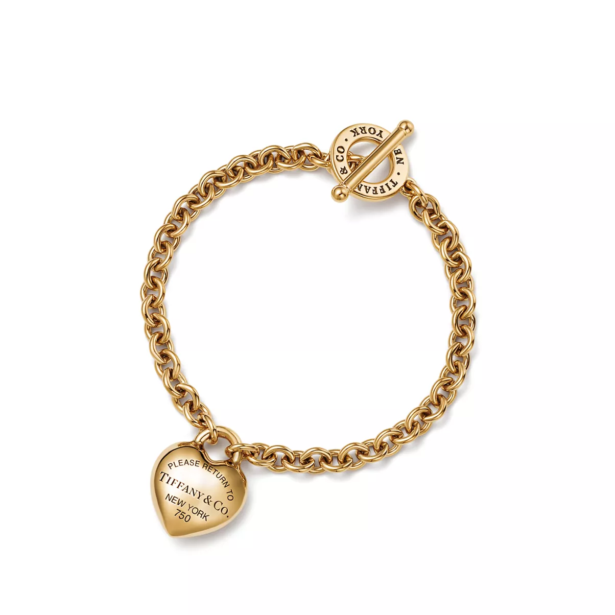 Full Heart Toggle Bracelet in Yellow Gold