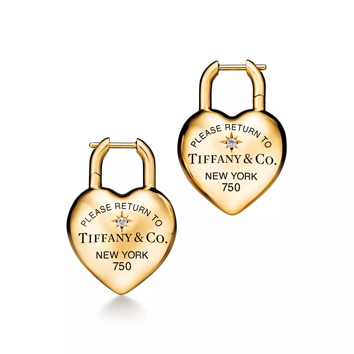 Boucles d&rsquo;oreilles C&oelig;ur plein en or jaune 18&nbsp;carats et diamants