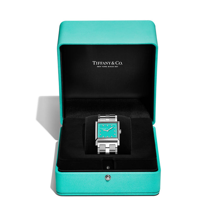 Tiffany:27 mm Union Square Watch in Steel with Diamonds & a Tiffany Blue® Dial image number 5