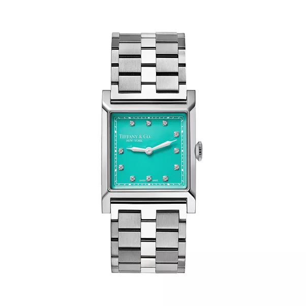 27 mm Watch in Steel with Diamonds & a Tiffany Blue® Dial