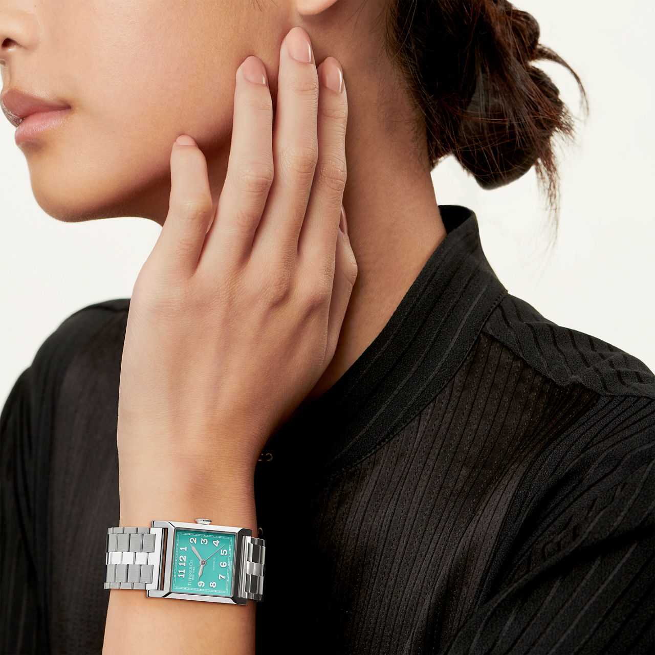  Reloj de 27 mm de acero inoxidable con esfera de color Tiffany Blue®
