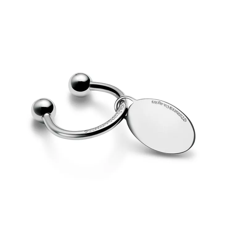 Personal Essentials:Oval Tag Screwball Key Ring in Sterling Silver, 1