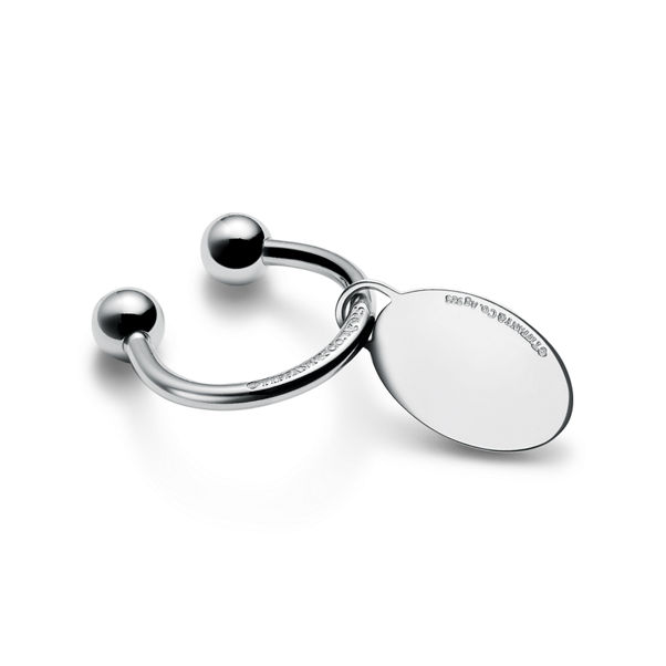 Personal Essentials:Oval Tag Screwball Keyring in Sterling Silver