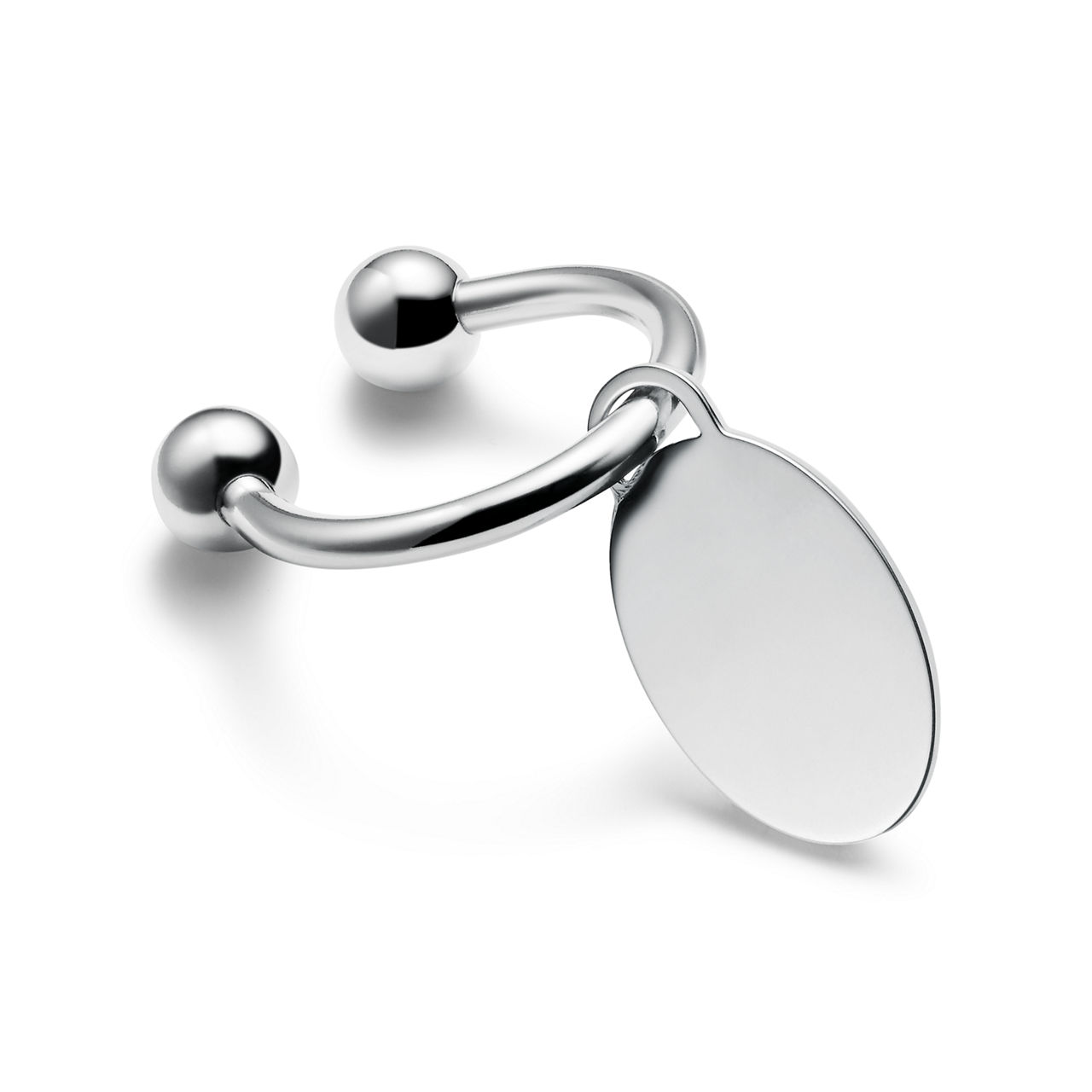 Personal Essentials:Oval Tag Screwball Keyring in Sterling Silver image number 0