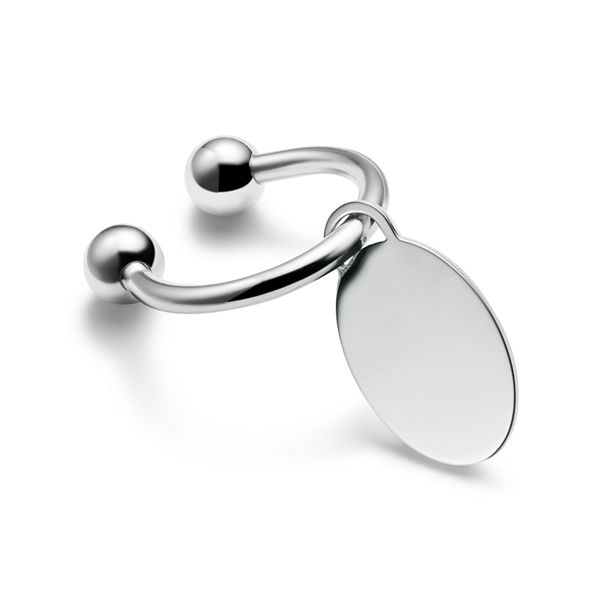 Personal Essentials:Oval Tag Screwball Keyring in Sterling Silver