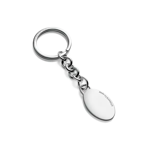 Oval Tag Dangle Key Ring in Sterling Silver