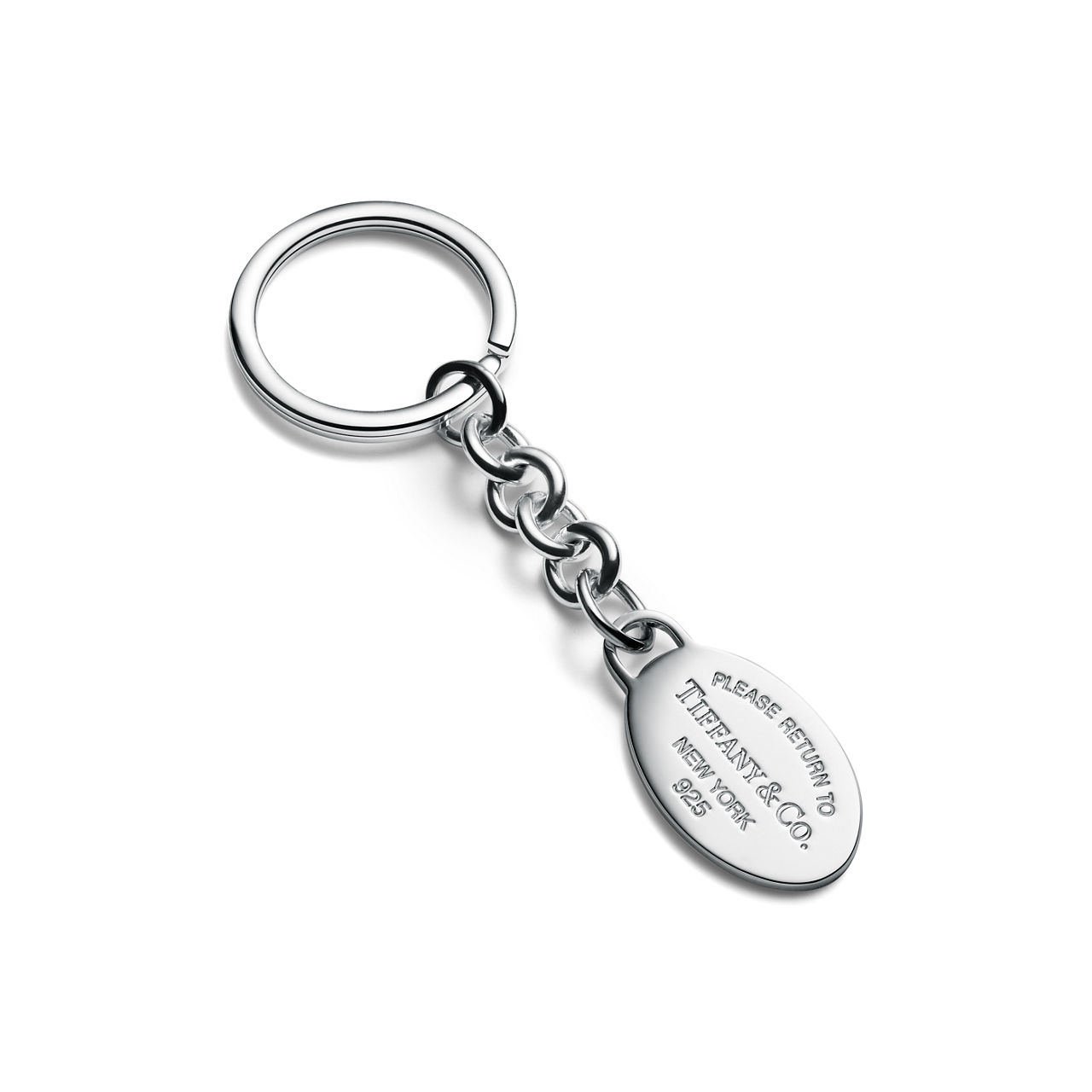 Return to Tiffany™:Oval Tag Dangle Keyring in Sterling Silver image number 0