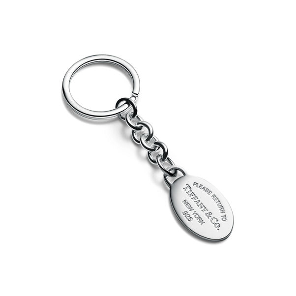 Return to Tiffany™:Oval Tag Dangle Keyring in Sterling Silver