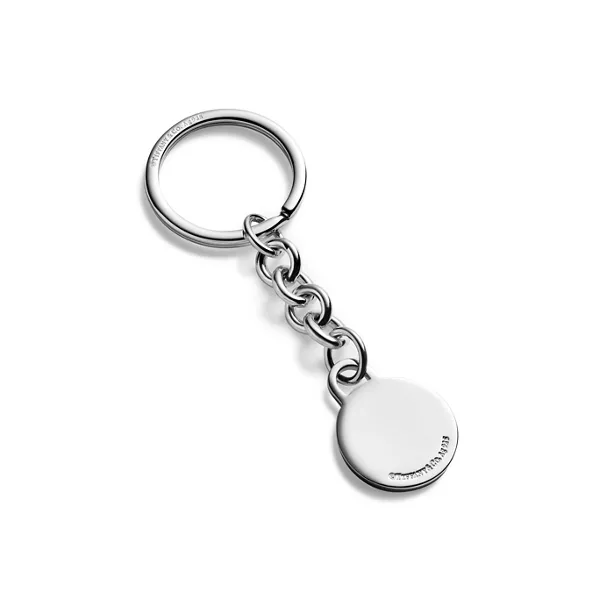 Round Tag Dangle Key Ring in Sterling Silver
