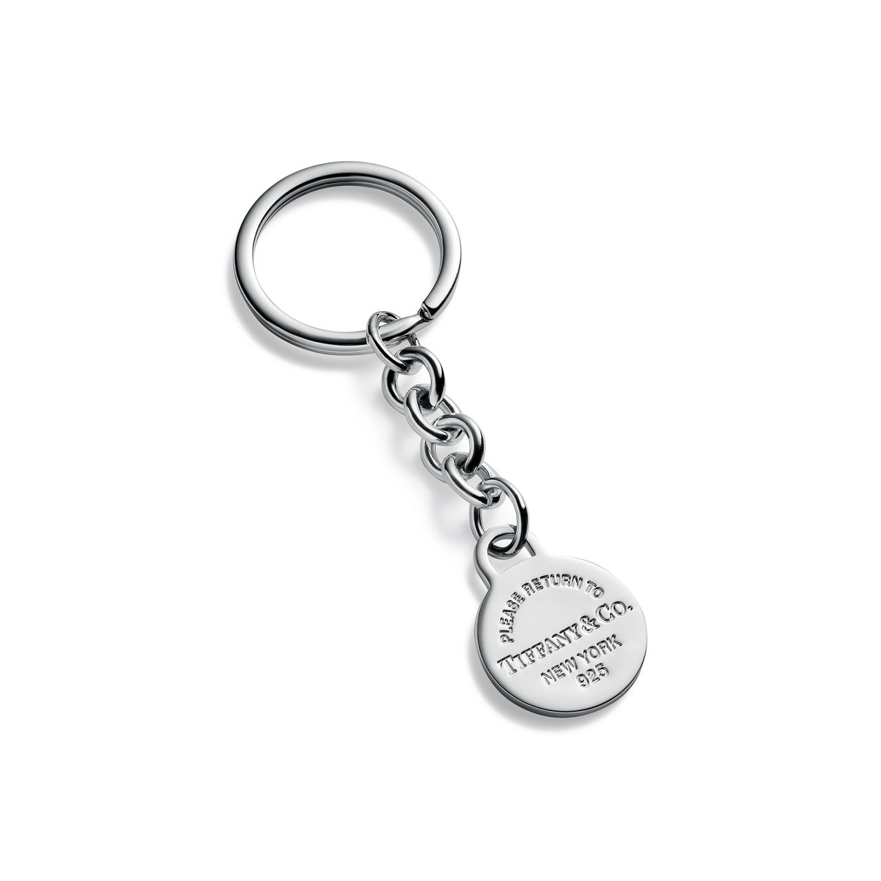 Return to Tiffany™:Round Tag Dangle Keyring in Sterling Silver image number 0