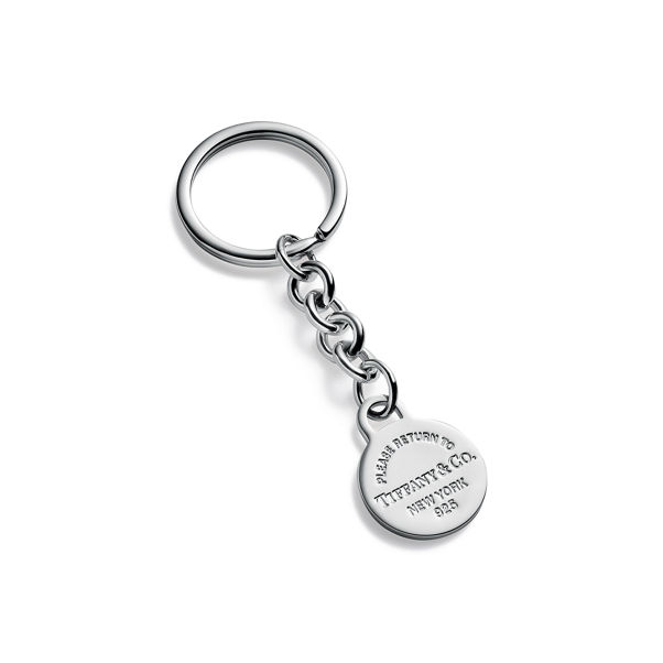 Return to Tiffany™:Round Tag Dangle Keyring in Sterling Silver