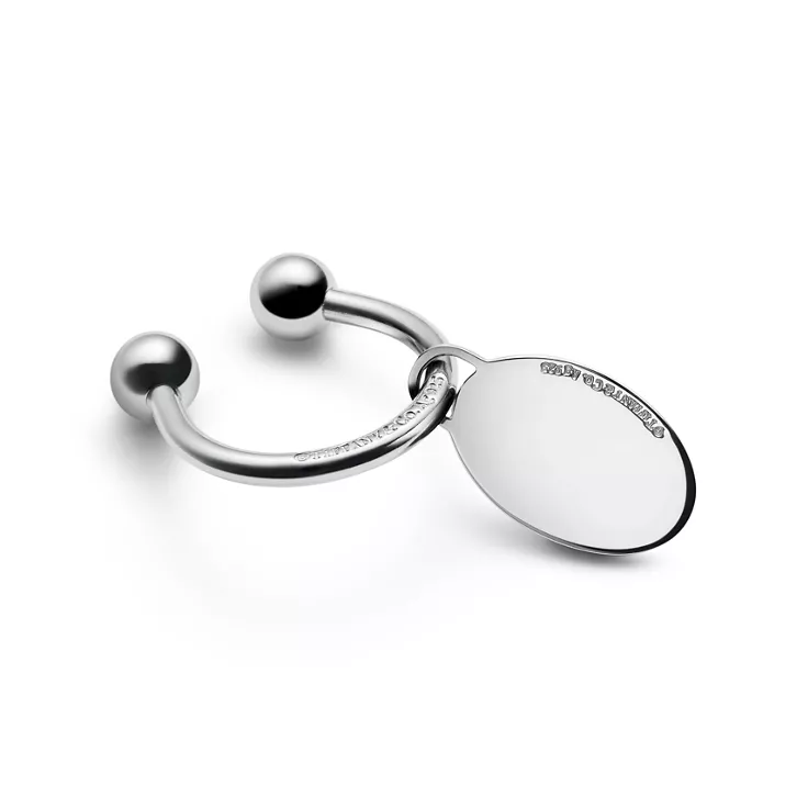 Return to Tiffany®:Oval Tag Screwball Key Ring in Sterling Silver, 1