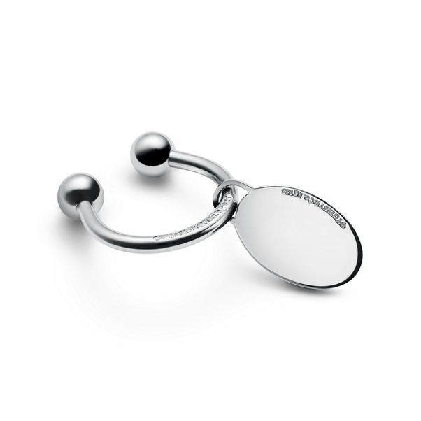 Return to Tiffany™:Oval Tag Screwball Keyring in Sterling Silver