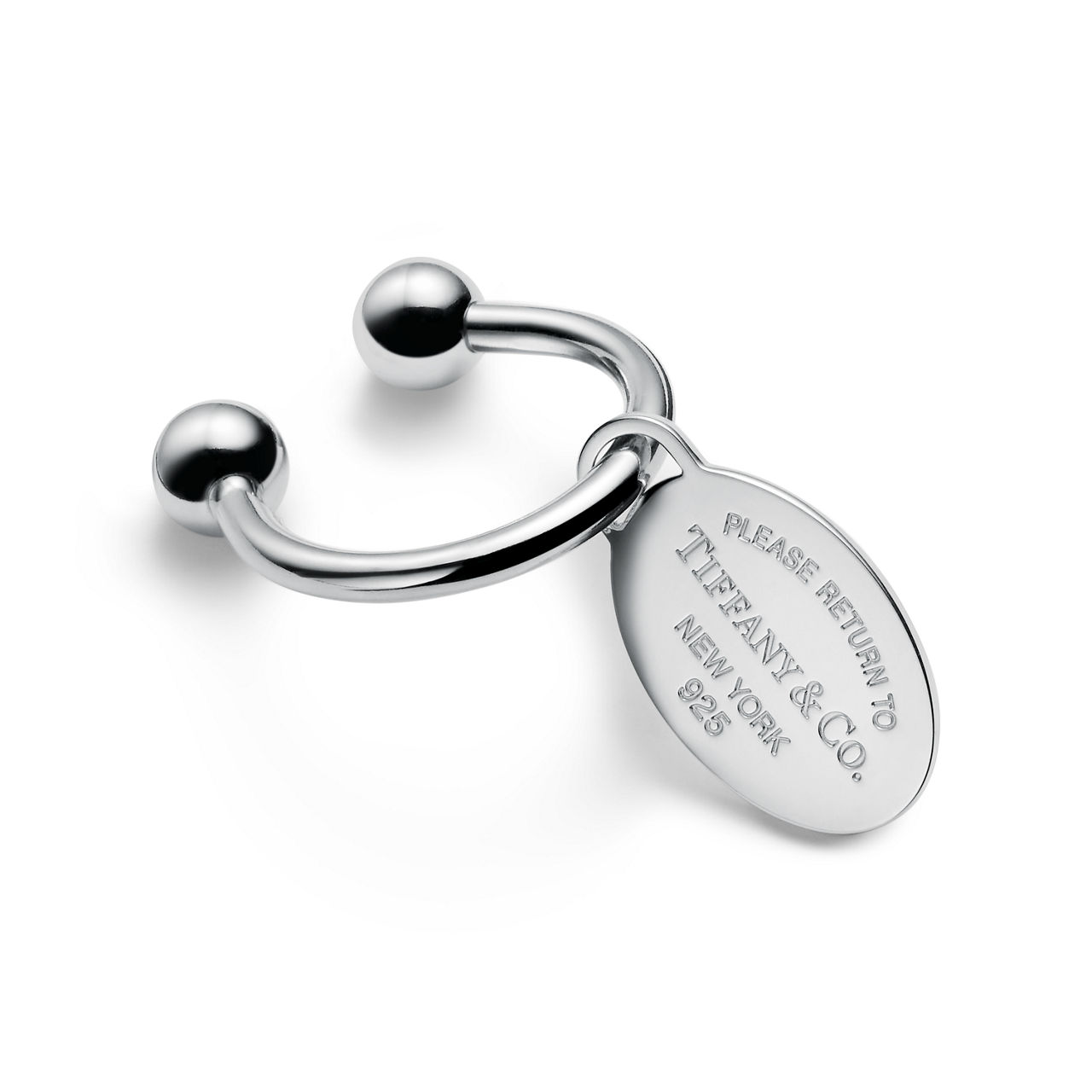 Return to Tiffany™:Oval Tag Screwball Keyring in Sterling Silver image number 0