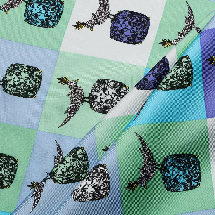 Tiffany & Co. Schlumberger®:Bird on a Rock Square Scarf in Infinity Blue Silk, 1