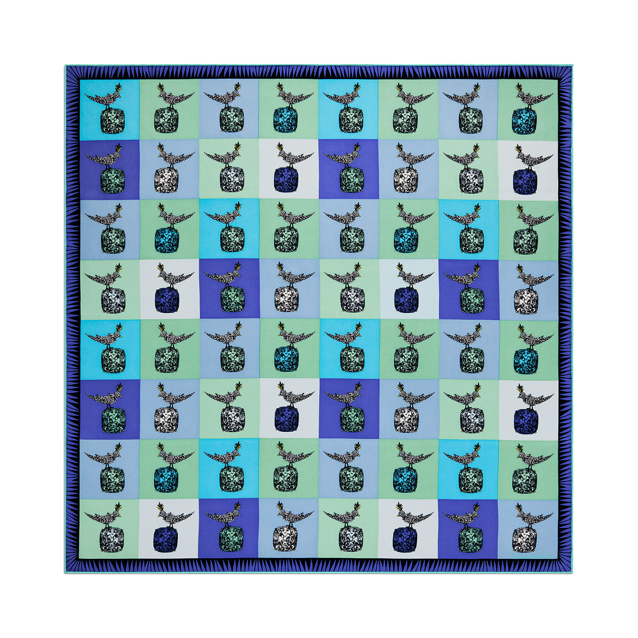 Jean Schlumberger by Tiffany & Co.™:Bird on a Rock Square Scarf in Infinity Blue Silk image number 0