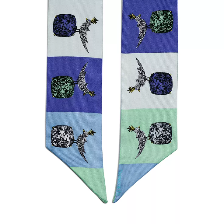 Jean Schlumberger by Tiffany & Co.™:Bird on a Rock Ribbon Scarf in Infinity Blue Silk, 1