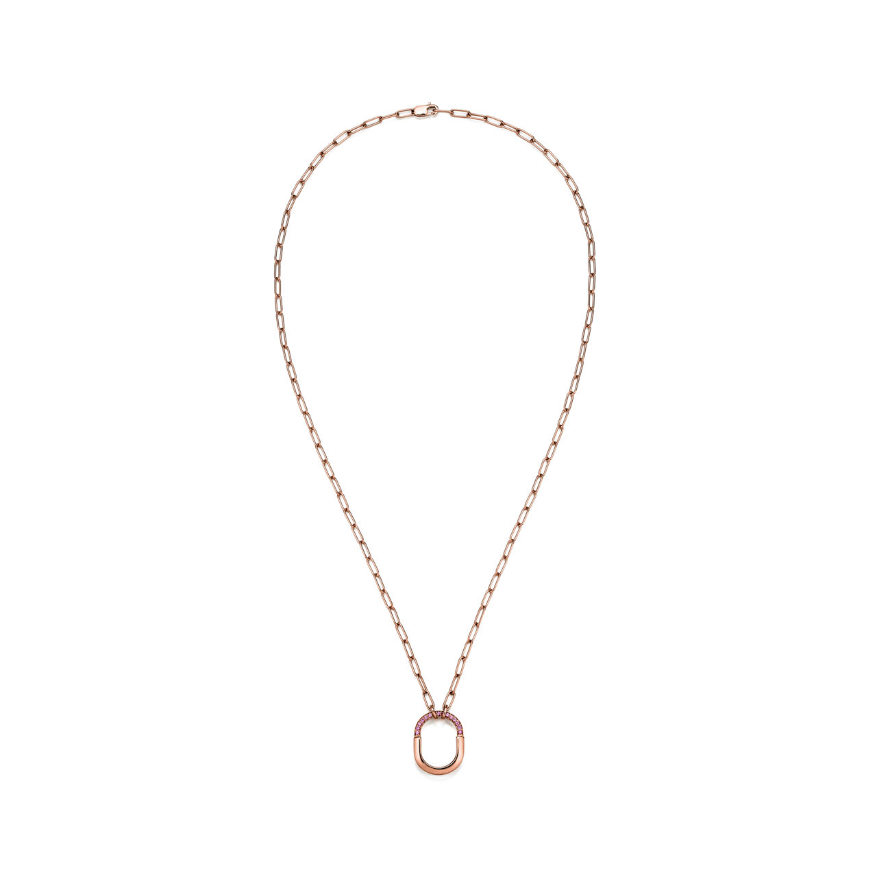 Tiffany Lock:Small Pendant in Rose Gold with Pink Sapphires image number 2