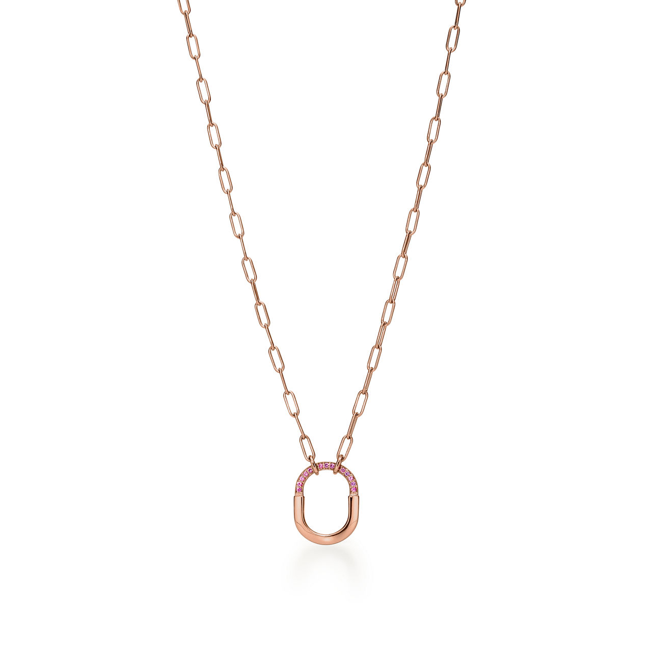 Tiffany Lock:Small Pendant in Rose Gold with Pink Sapphires image number 0