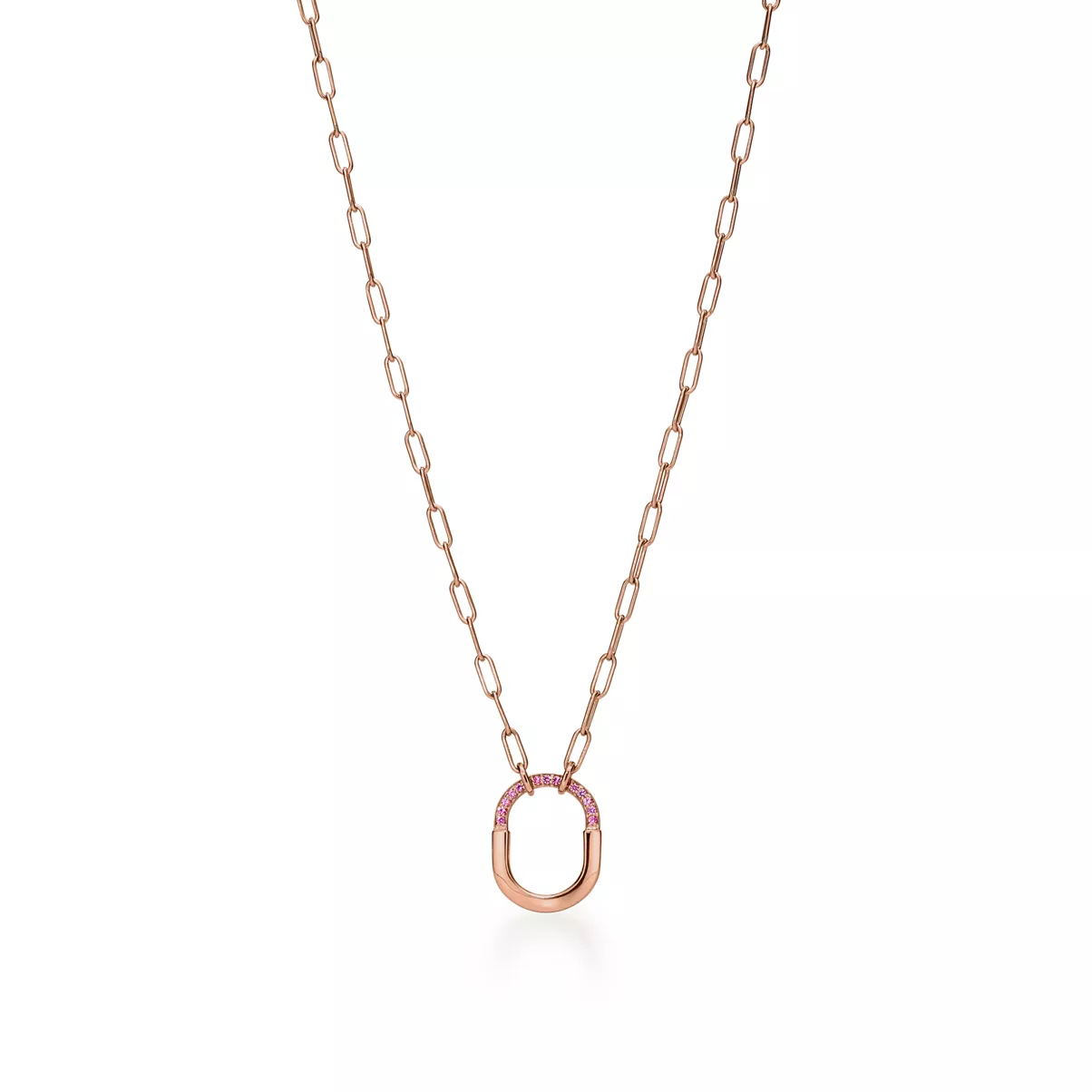 Kleiner Anh&auml;nger in Ros&eacute;gold mit rosa Saphiren