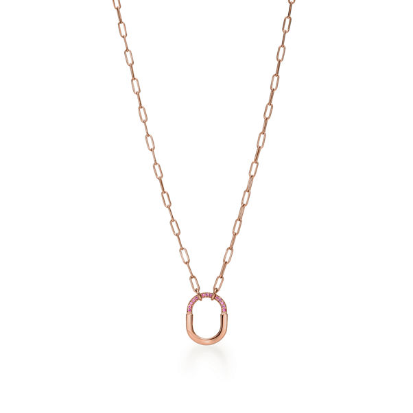 Tiffany Lock:Small Pendant in Rose Gold with Pink Sapphires