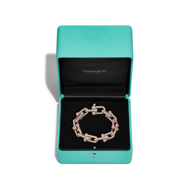 Tiffany HardWear:Large Link Bracelet in Rose Gold with Pavé Diamonds image number 4