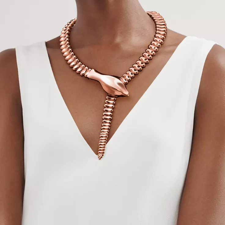 Elsa Peretti®:Snake Necklace in Rose Gold, 1
