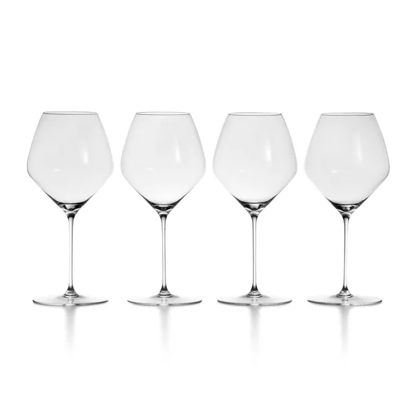 Pinot Noir Wine Glass in Crystal Glass, Set of Four