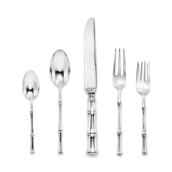 Bamboo:Five-piece Flatware Set in Sterling Silver