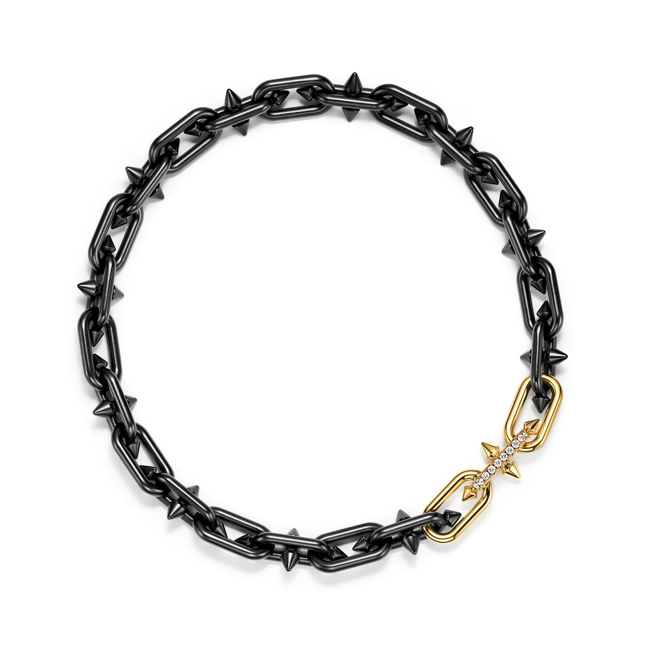 Collar de titanio, oro y diamantes