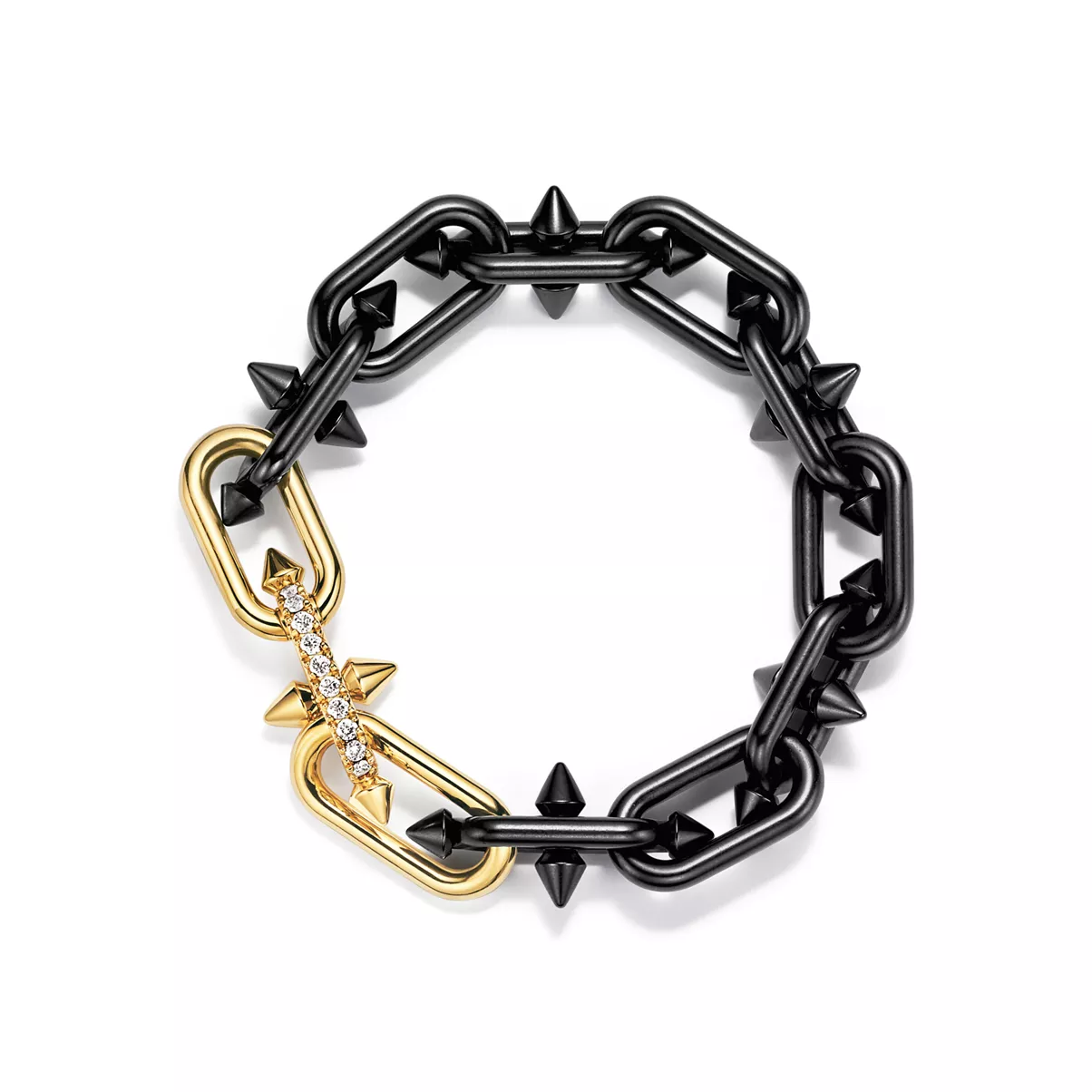 Armband in Titan und Gold mit Diamanten