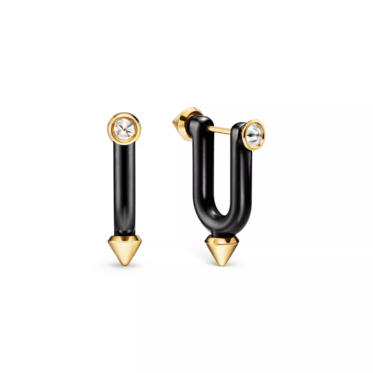 Large Earrings in Titanium, Gold and Diamonds
