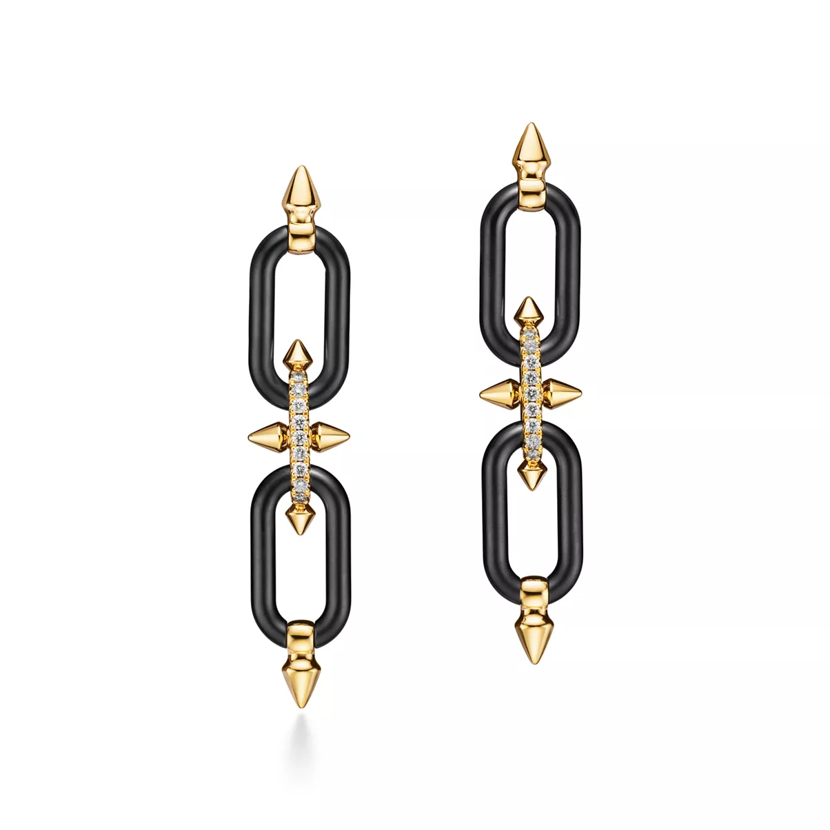 Earrings in Titanium, Gold and Diamonds