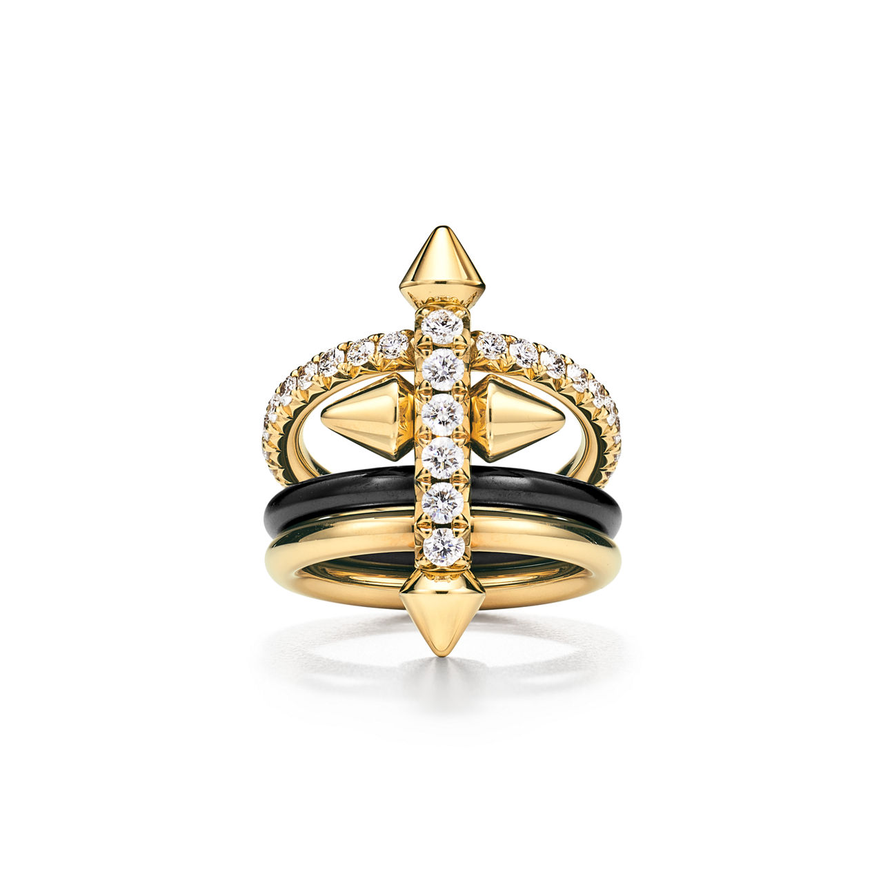 Ring in Titan und Gold mit Diamanten