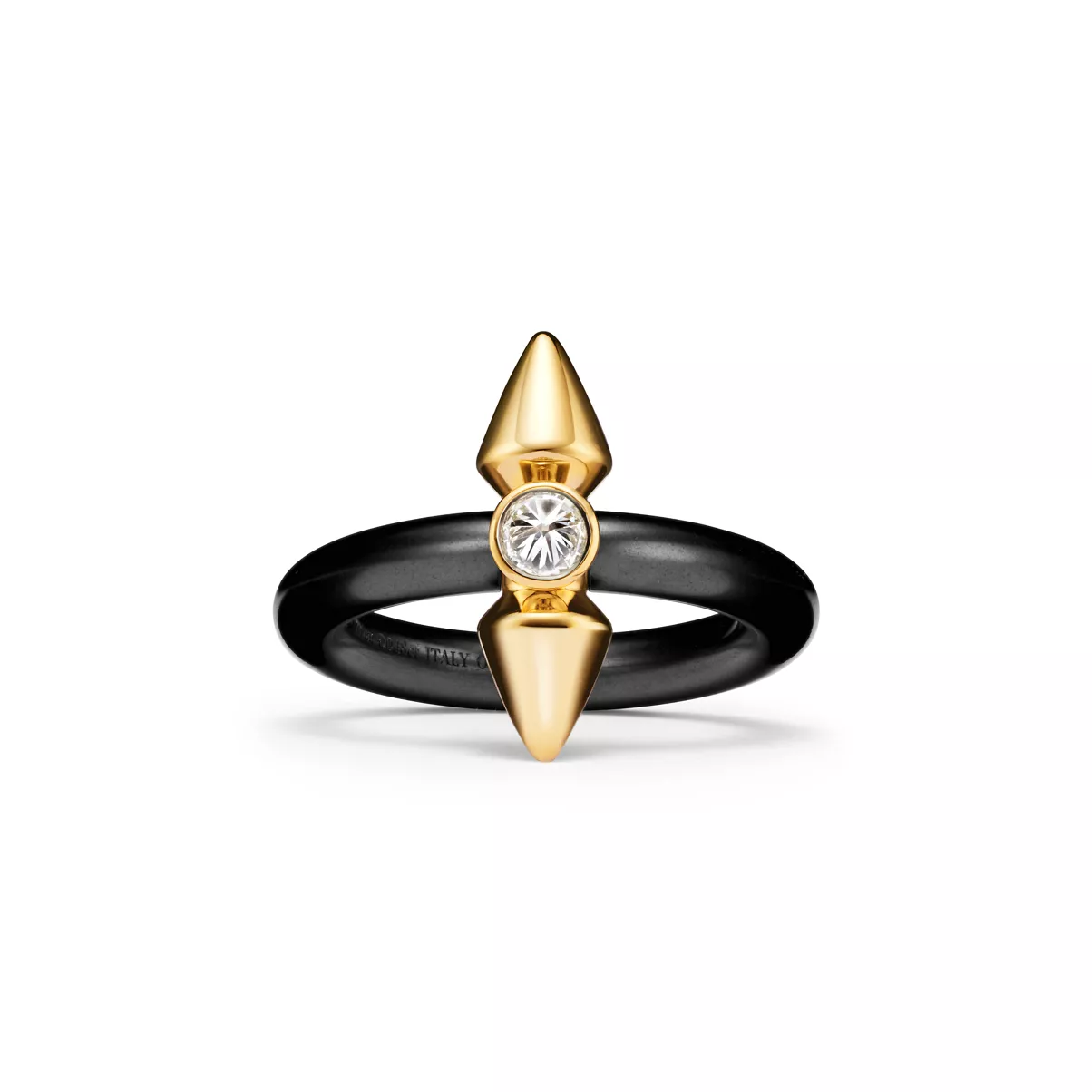 Ring in Titanium and Gold with a Diamond