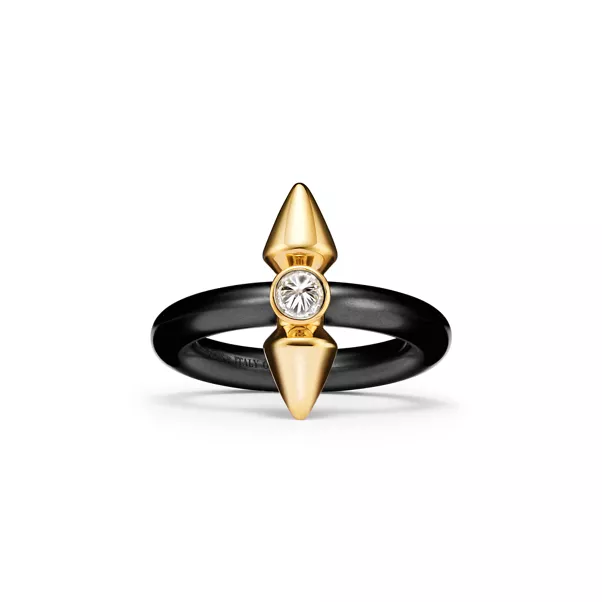 Bague en titane, or 18 carats et diamant