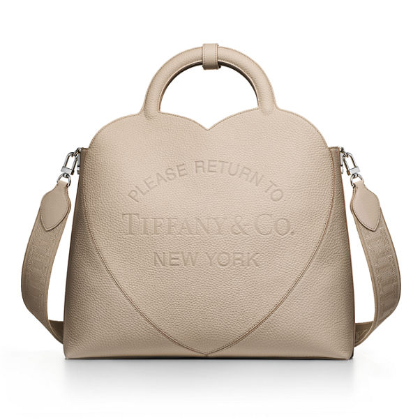 Return to Tiffany™:Mittelgroße Tasche aus Leder in Perlenfarbe