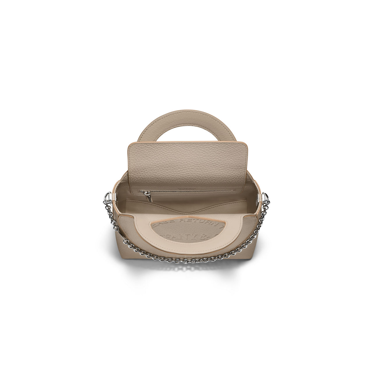 Mini-Tasche aus Leder in Perlenfarbe