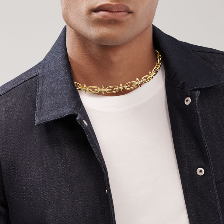 Tiffany Titan by Pharrell Williams:Clasp Necklace in Gold with Diamonds image number 4