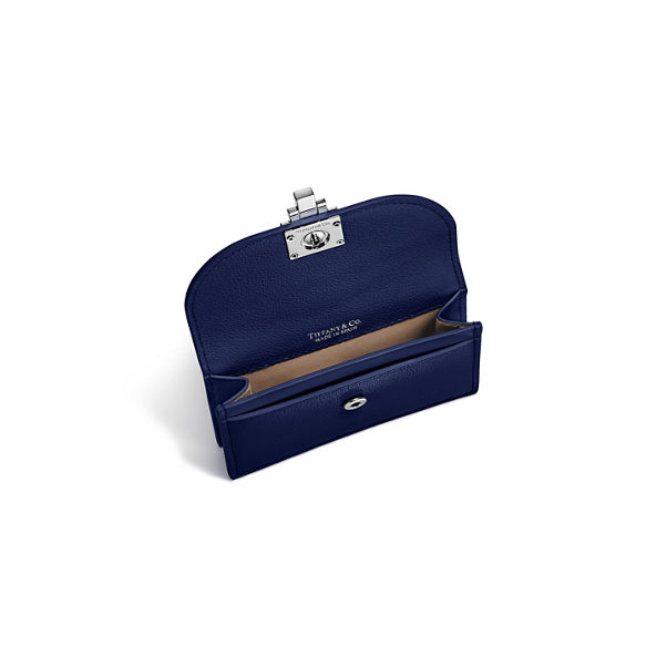 Tiffany T:Deco Flap Card Holder in Sapphire Blue Leather