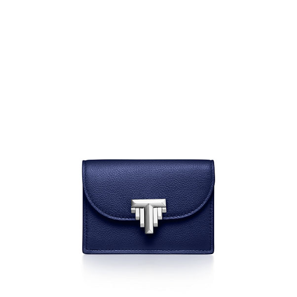 Tiffany T:Deco Flap Card Holder in Sapphire Blue Leather