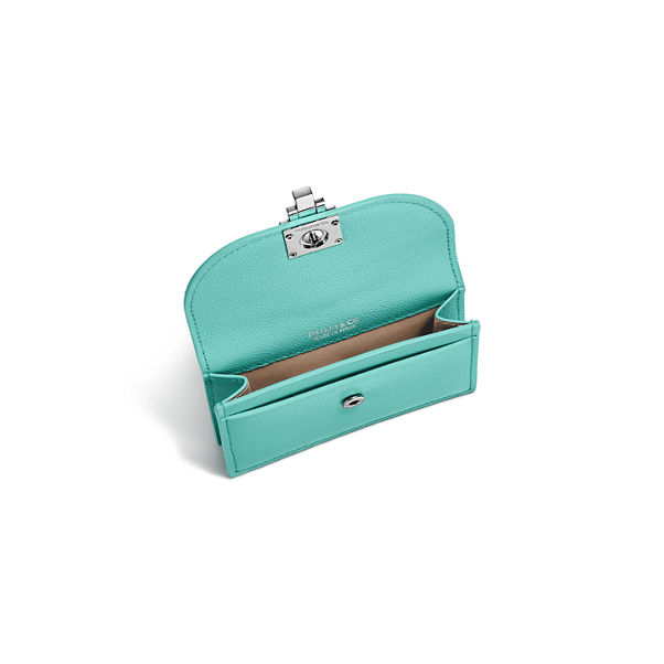 Tiffany T:Deco Flap Card Holder in Tiffany Blue® Leather