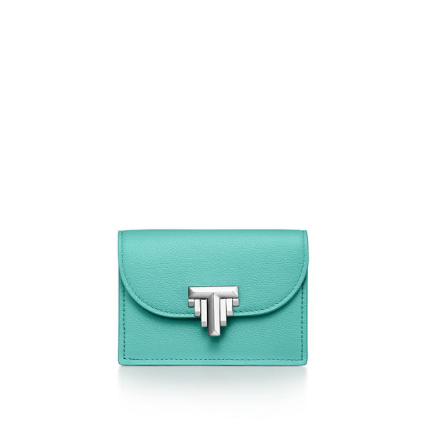 Tiffany T:Deco Flap Card Holder in Tiffany Blue® Leather