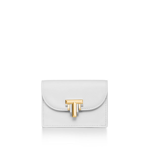 Tiffany T:Deco Flap Card Holder in White Leather