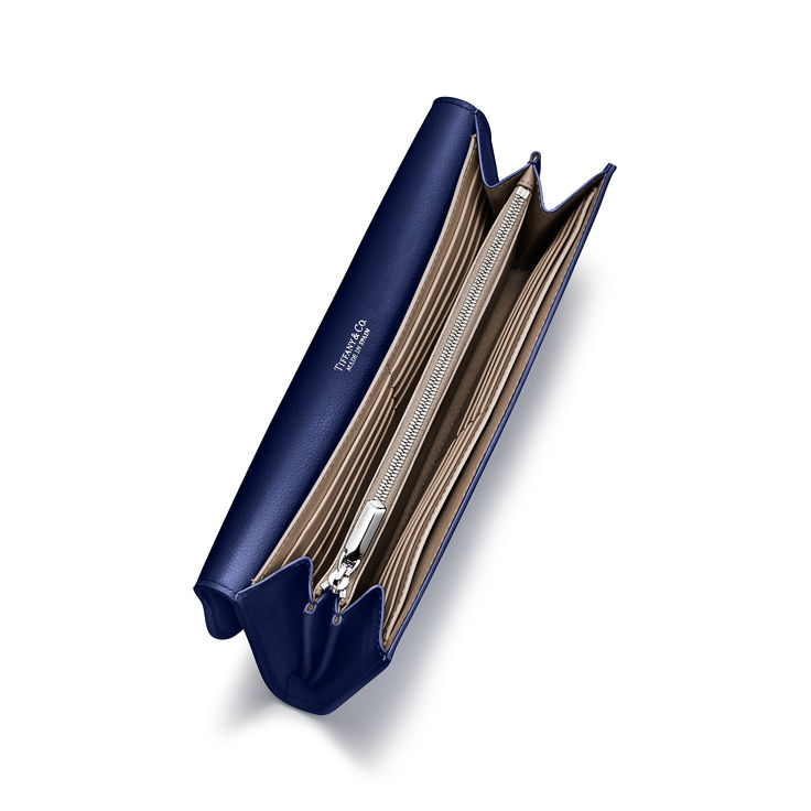 Tiffany T:Deco Continental Wallet in Sapphire Blue Leather image number 1