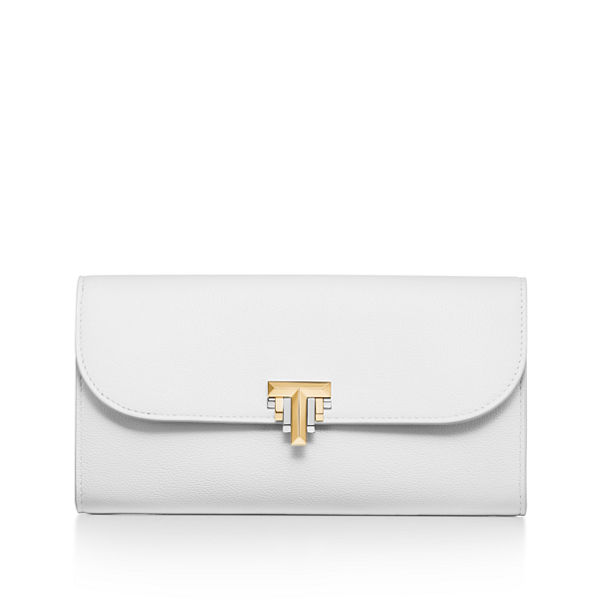 Tiffany T:Deco Continental Wallet in White Leather